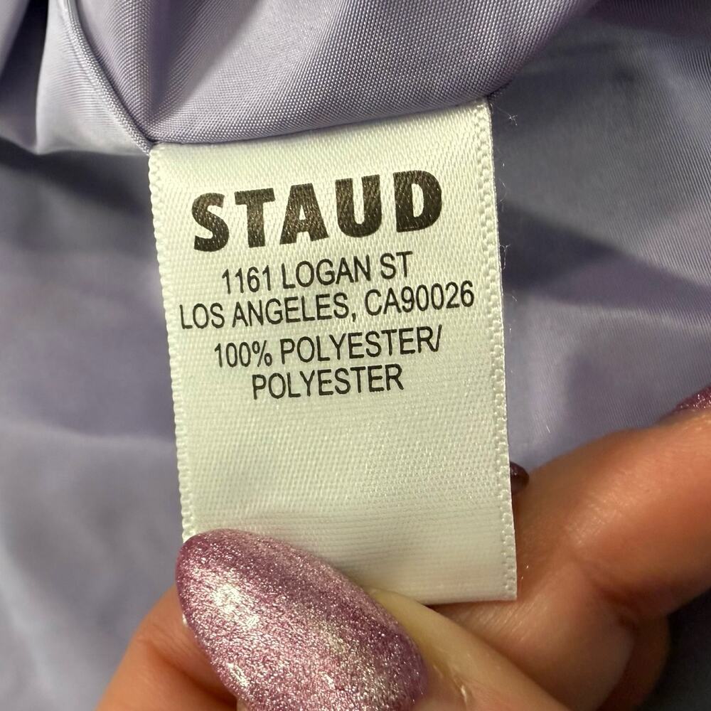 STAUD Rina Trench Coat Lilac Lavender Purple Tie Belt Mini Dress Size M NEW Tags - Picture 5 of 14